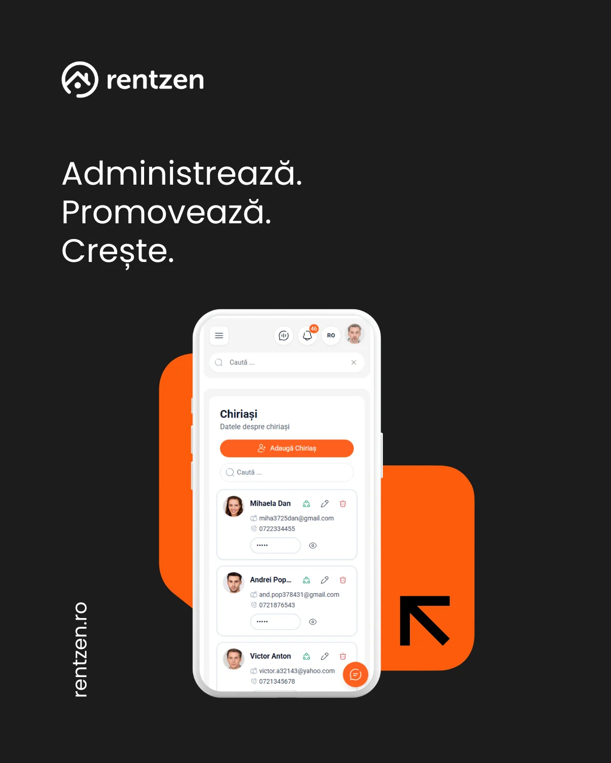RentZen aplicație administrare proprietăți pentru proprietari care vor să administreze, să promoveze și să crească